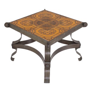 Ceramic and Wrought Iron Coffee Table, France, 1960s For Sale