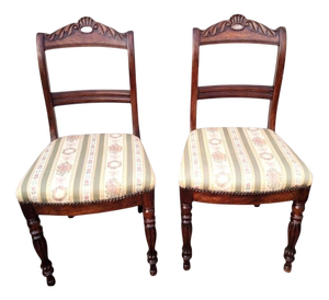 Antique French Louis Philippe Dining Chairs in Wood, 1800s, Set of 2