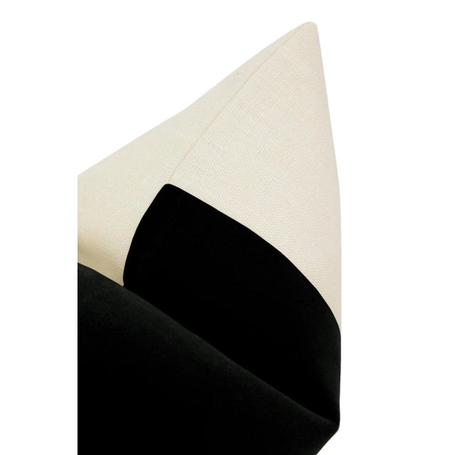 22" Caviar Mohair Panel + Linen Pillows - a Pair For Sale - Image 4 of 6