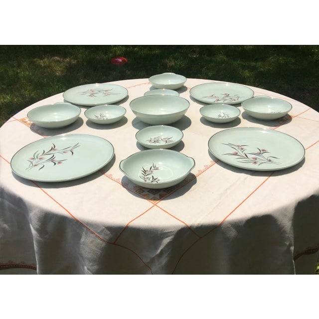 Vintage Ballerina Mist Pale Green Dinner Set- 13 Pieces For Sale - Image 9 of 13