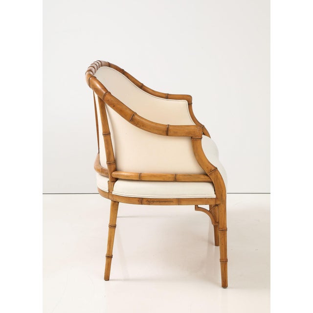 Faux Bamboo Carved Wood Settee, France Mid 20th C. For Sale - Image 12 of 12
