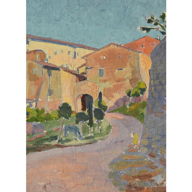 1930s Anja Decker, Italian Street Scene with Horse, 1932, Oil Painting on Canvas For Sale - Image 5 of 10