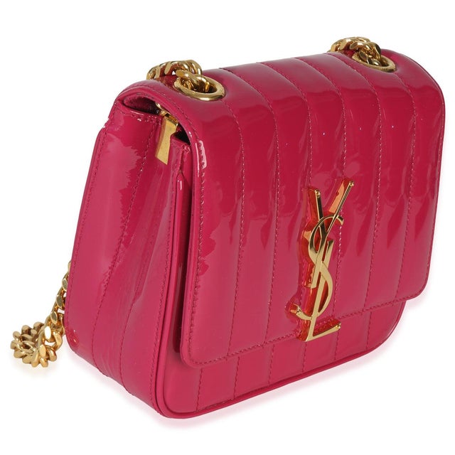Contemporary Pink Patent Matelasse Monogram Small Vicky Chain Bag For Sale - Image 3 of 9