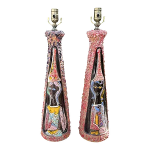 Pair of 1960s Italian Modern Glazed Ceramic Lamps