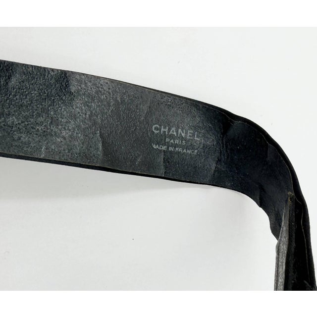 Contemporary Chanel Rare Black Silk Gold Plated Medallion Neck Tie Necklace For Sale - Image 3 of 4