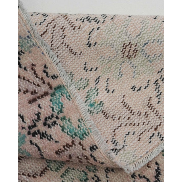 1970s Vintage Handmade Wool Cotton Pink Area Rug For Sale - Image 12 of 12