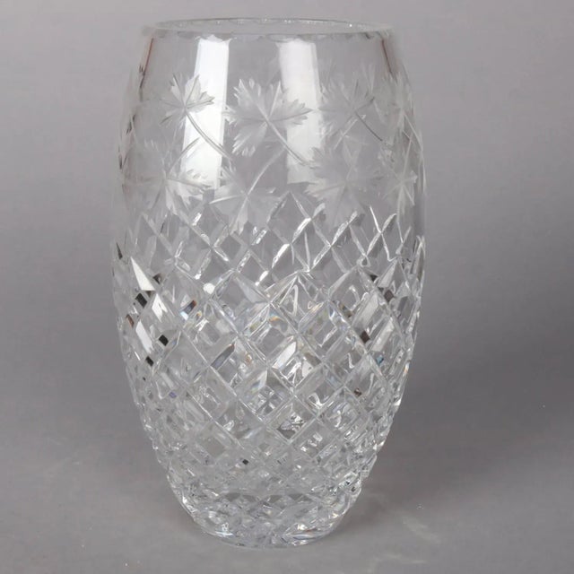 Antique Hawkes School Brilliant Cut Crystal Maple Leaf Vase, 20th Century For Sale - Image 4 of 9