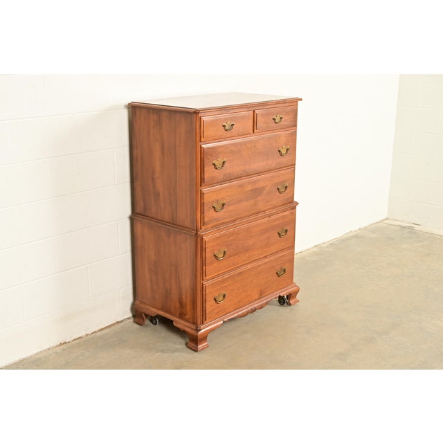 Kling Furniture Co. Chippendale Solid Maple Highboy Dresser by Kling, Circa 1960s For Sale - Image 4 of 13