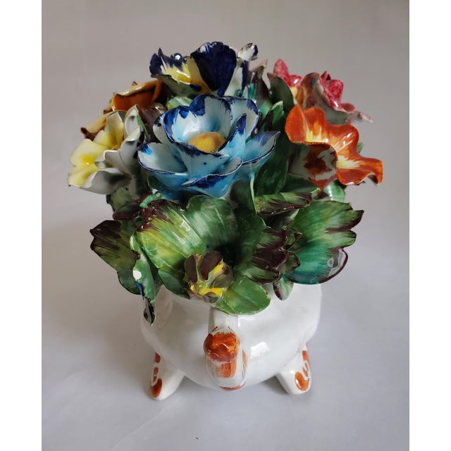 Capodimonte Capodimonte Style Mid- Century Floral Basket Centerpiece For Sale - Image 4 of 13