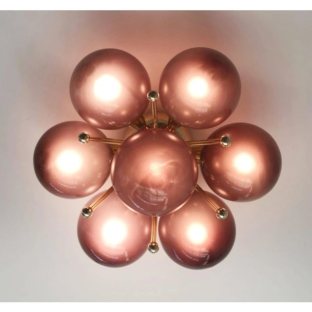 Not Yet Made - Made To Order Sakura Polished Brass Frosted Amethyst Globe Flush Mount by Fabio Ltd For Sale - Image 5 of 6