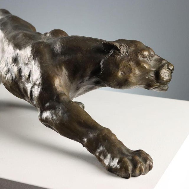 Metal Bronze Panther Figurine For Sale - Image 7 of 10