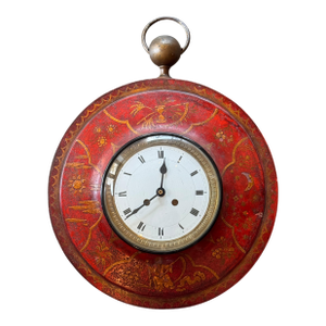Red Tole Chinoiserie Wall Clock