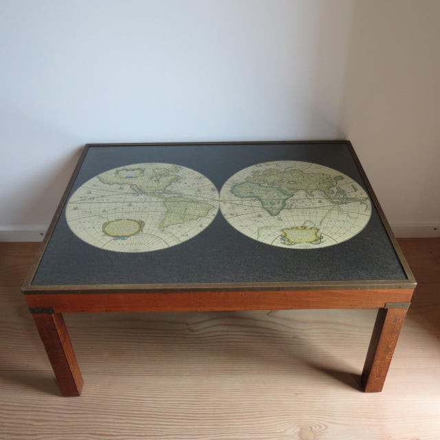 Campaign Coffee Table World Atlas Map from Maison Jansen, 1970s For Sale - Image 9 of 18