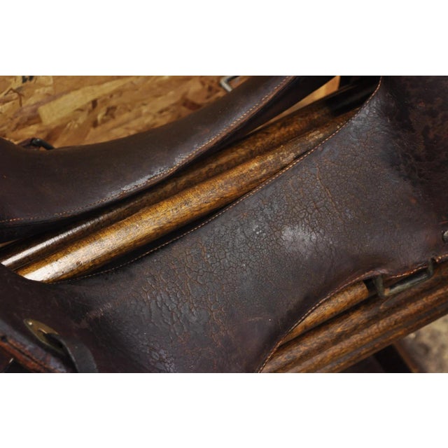 Brown Antique McClellan Brown Leather 12 Inch Wwi Calvary Horse Saddle, Circa 1900 For Sale - Image 8 of 18