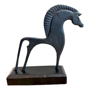 Mid-Century Modern Cast Iron Etruscan-Inspired Horse Sculpture From the Uk
