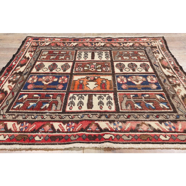 Red Vintage Persian Lori Checkerboard Rug - 04'10 X 06'03 For Sale - Image 8 of 9