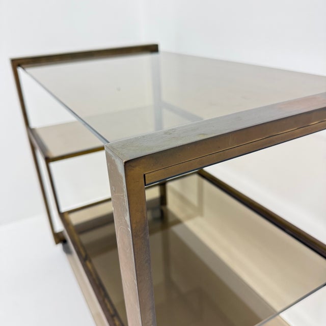 Mid-Century Brass Bar Car with Smoked Glass, 1970s For Sale - Image 12 of 18