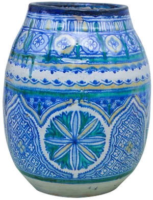 Antique Moroccan Blue Ceramic Vase