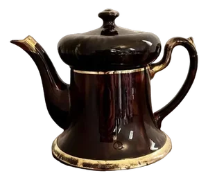 Antique Edwardian Glazed Brown and Gold Teapot, 1900