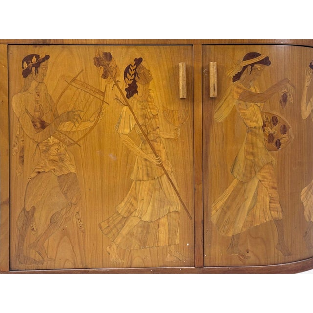 Wood Erik Mattsson, Art Deco, Marquetry, Glass, Rare Bar Cart, Sweden C. 1939 For Sale - Image 7 of 16