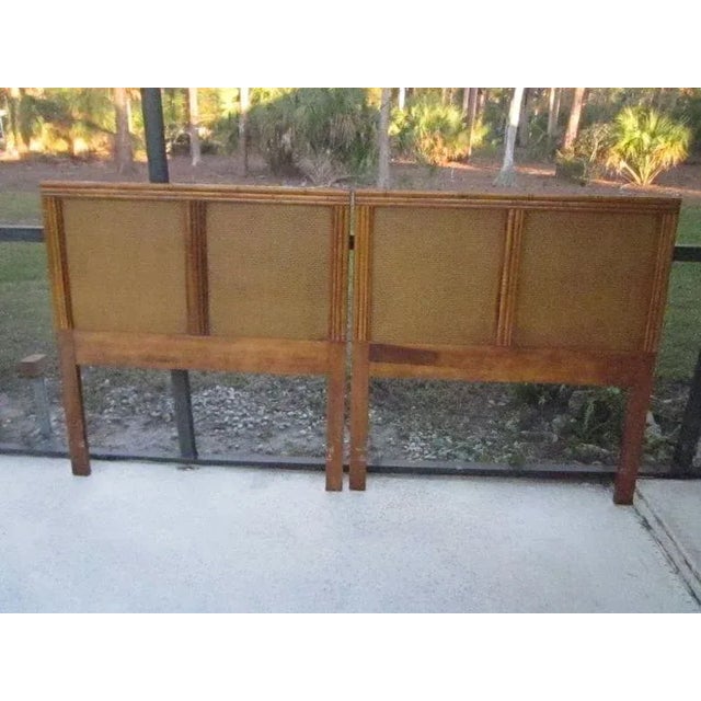 1980s Hollywood Regency Set of Two Twin Headboards in Honey Color For Sale - Image 4 of 13