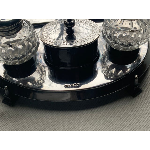 English Neoclassical Silverplate Inkwell & Inkstand ,c.1900 For Sale - Image 4 of 16