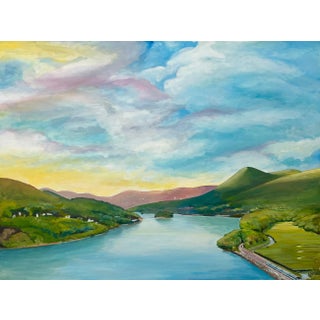 Large Landscape Painting of Hudson River, New York State, Usa by British Artist For Sale