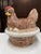 Vintage very cute and perfect piece fpr the Thanksgiving/Fall table setting hand-painted ceramic hen lid shaped soup...