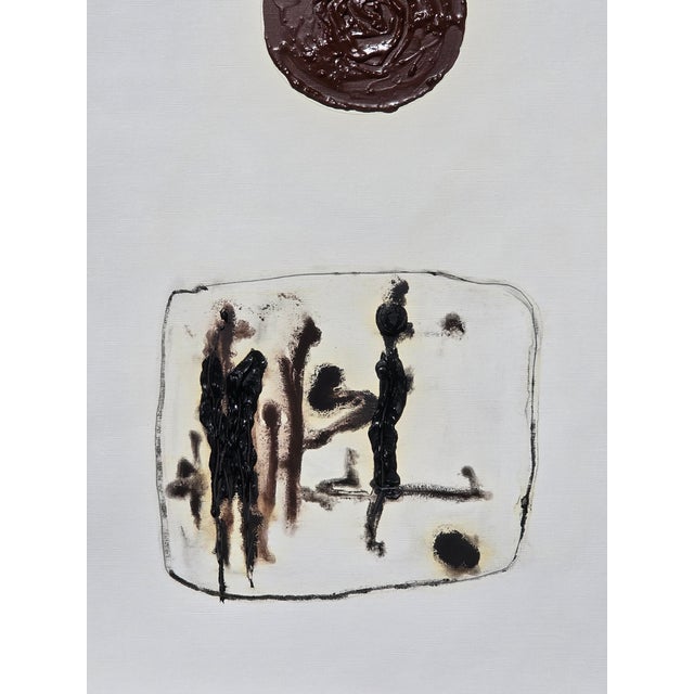 Abstract 20.5' X 25.2' Framed Abstract Figurative Original Oil Painting / Robert Motherwell For Sale - Image 3 of 3