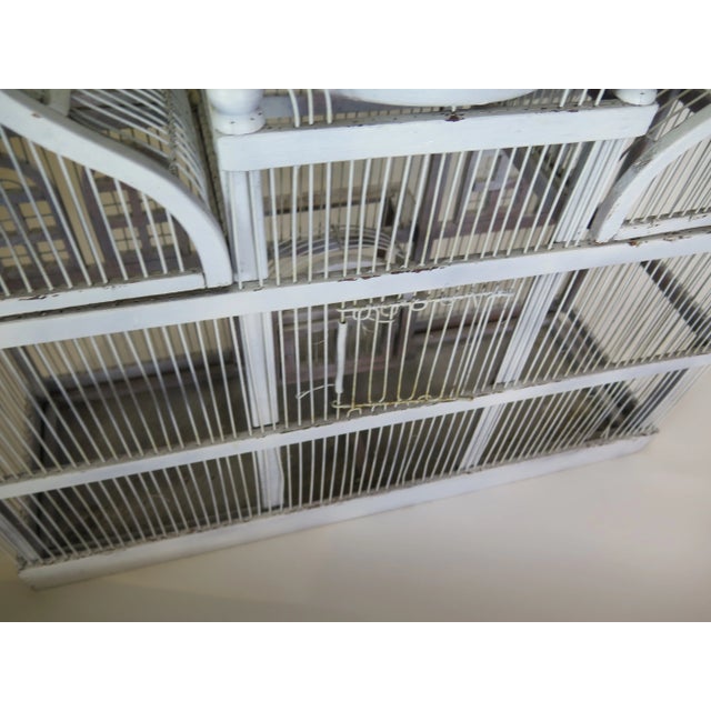 Late 19th Century Large Harrods Department Store English Antique Wooden and Wire Off White Patina Sculptural Bird Cage For Sale - Image 5 of 5