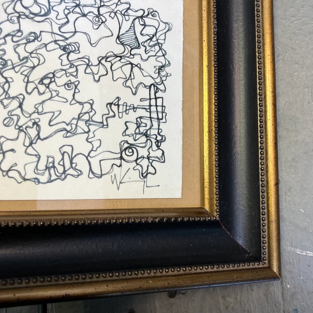 Contemporary original abstract Wayne Cunningham pen and ink drawing. Signed and framed. Measures 5x5 or 7.5x7.5 framed....