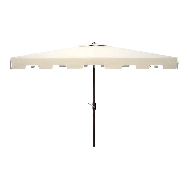 Zimmerman 6.5x10 Rectangle Umbrella - Beige/White For Sale