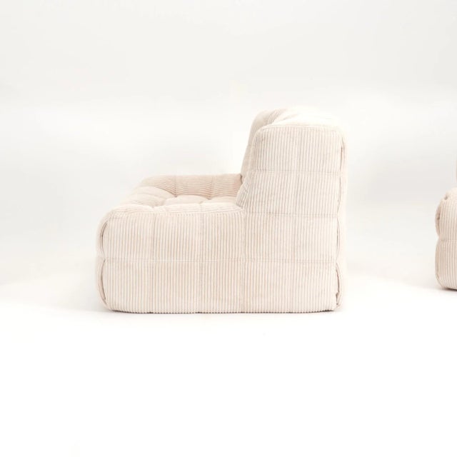 Mid-Century Modern Vintage Ligne Roset Kashima Modular Set in Vanilla Corduroy - Restored 4-Piece Lounge For Sale - Image 3 of 17