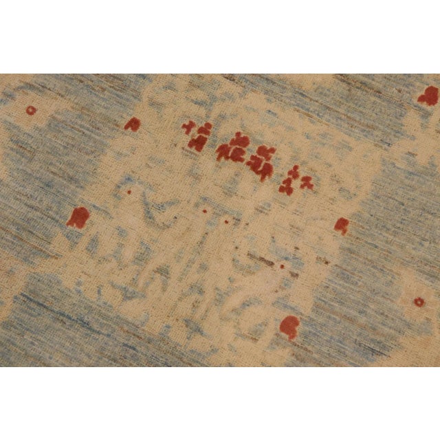 Textile Oriental Ziegler Blue Beige Hand-Knotted Wool Rug - 9'2'' X 11'8'' For Sale - Image 7 of 8