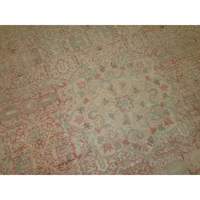 Early 20th Century Zabihi Collection Indian Amritsar Fine Pink Mint Green Rug - 11'2" x 14'2" For Sale In New York - Image 6 of 10