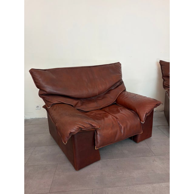Mid-Century Modern Vintage Leather Armchairs, 1970s, Set of 2 For Sale - Image 3 of 18