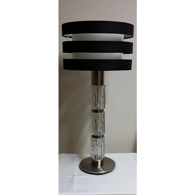 Black Vintage Table Lamp with Foot Made of Chrome-Plated Metal, 1970s For Sale - Image 8 of 8