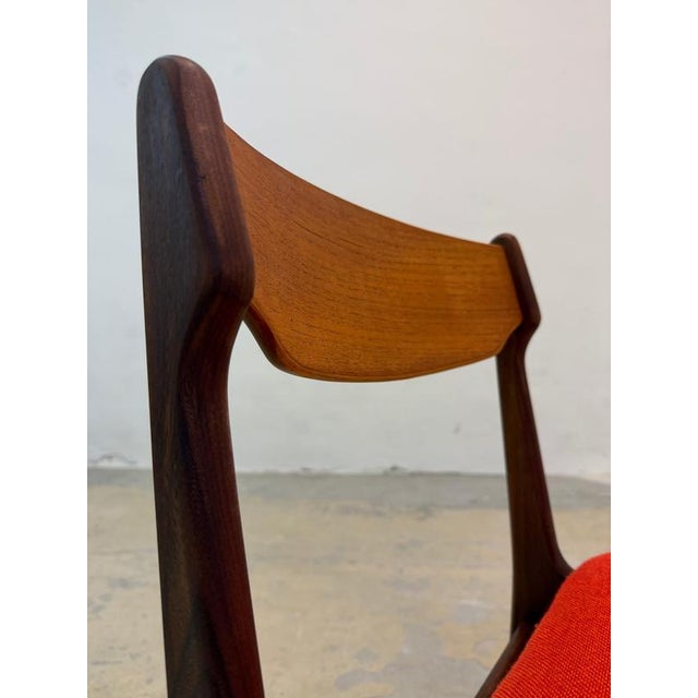 Wood Teak and Orange Upholstered Chair by Erik Buch For Sale - Image 7 of 11
