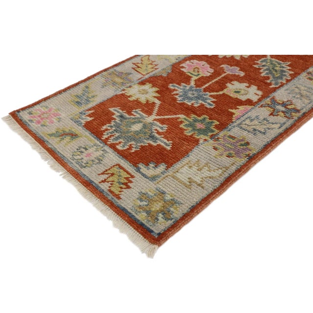 30493 Contemporary Colorful Oushak Accent Rug for Entryway, Foyer, or Kitchen 02'00 x 03'10. This This hand-knotted wool...