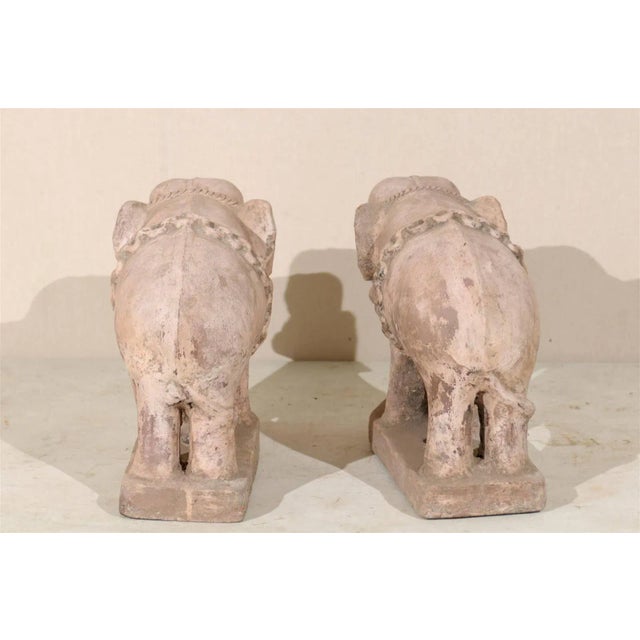 Eclectic 20th Century British Colonial Terracotta Elephants in Pale Pink - a Pair For Sale - Image 4 of 9