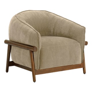 Piedmont Upcycled Chenille Taupe Accent Chair For Sale