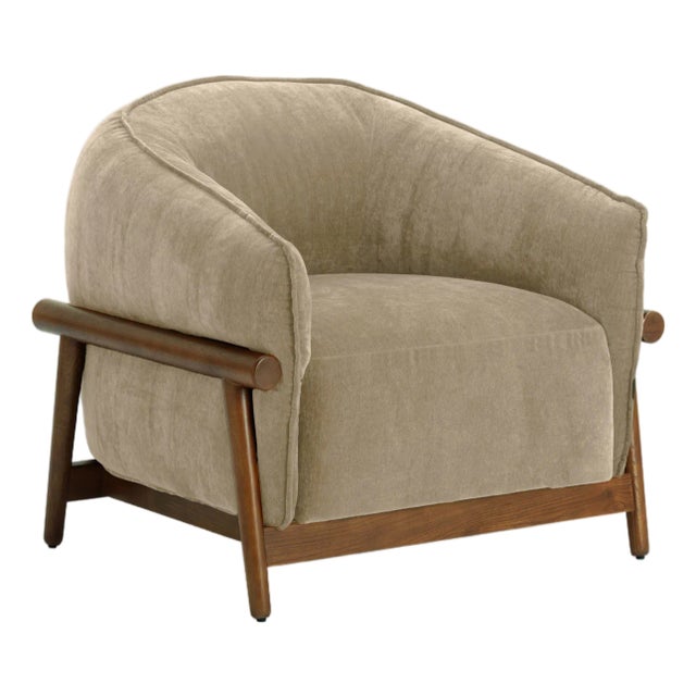 Piedmont Upcycled Chenille Taupe Accent Chair For Sale