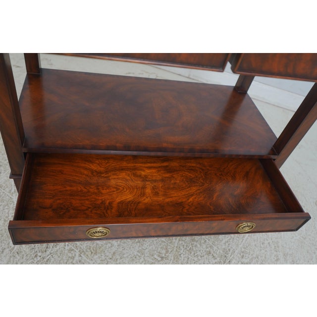Maitland - Smith 1960s Maitland Smith Regency Style Mahogany Inlaid 2 Tier Server For Sale - Image 4 of 18