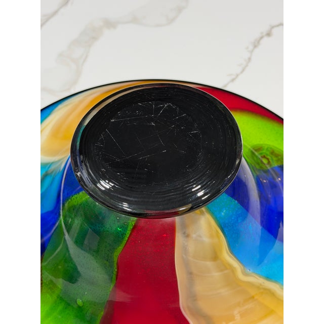 Late 20th Century Oversized Multicolor Murano-Style Art Glass Centerpiece Bowl – 17” For Sale - Image 12 of 12