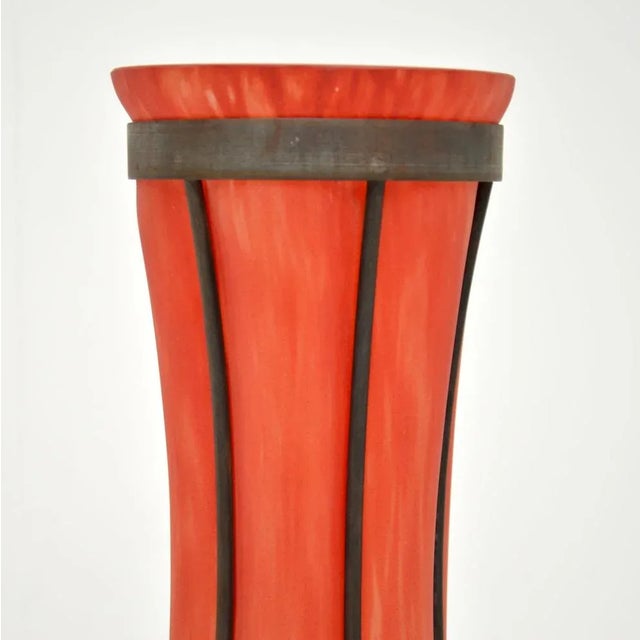 Vintage Art Deco Glass & Pewter Vase, 1930s For Sale - Image 3 of 8