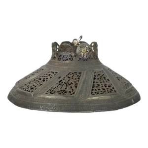 Mid 20th Century Vintage Moroccan Pierced Reticulated Brass Swag Pendant Light