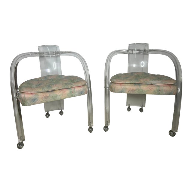 Pair of Lucite Chairs in the Style Charles Hollis Jones For Sale