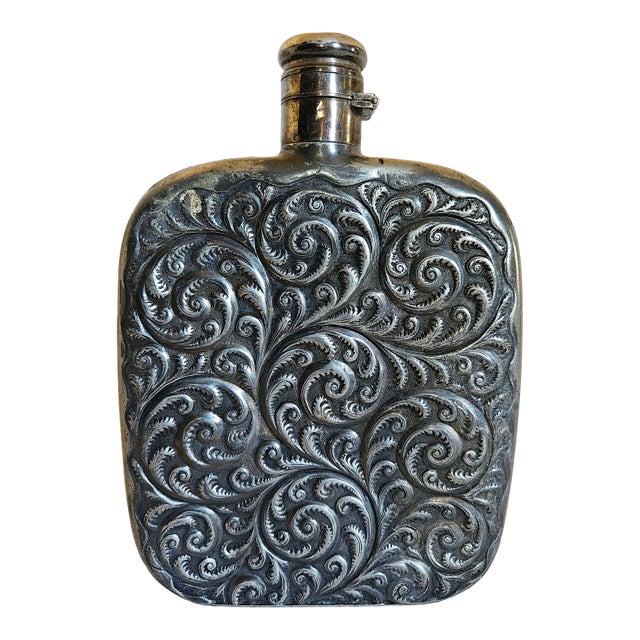 Antique 1890 Derby Silver Company Whiskey Flask For Sale