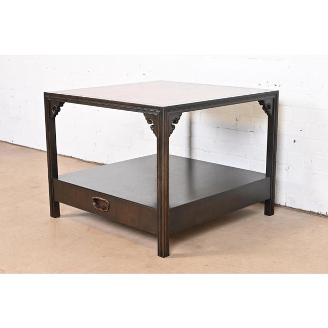 A gorgeous Mid-Century Modern Hollywood Regency Chinoiserie two-tier cocktail table or occasional side table By Michael...