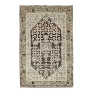 Early 20th Century Zabihi Collection Brown Persian Malayer Small Rug - 3'5" x 5' For Sale